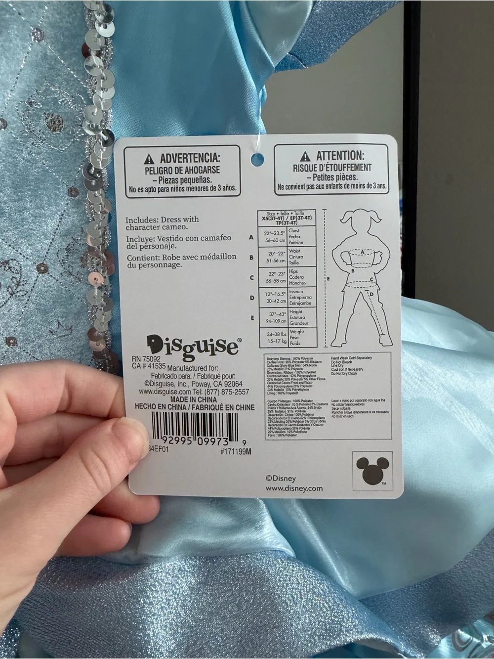NWT Cinderella Disney Light Blue Cinderella Costume Dress